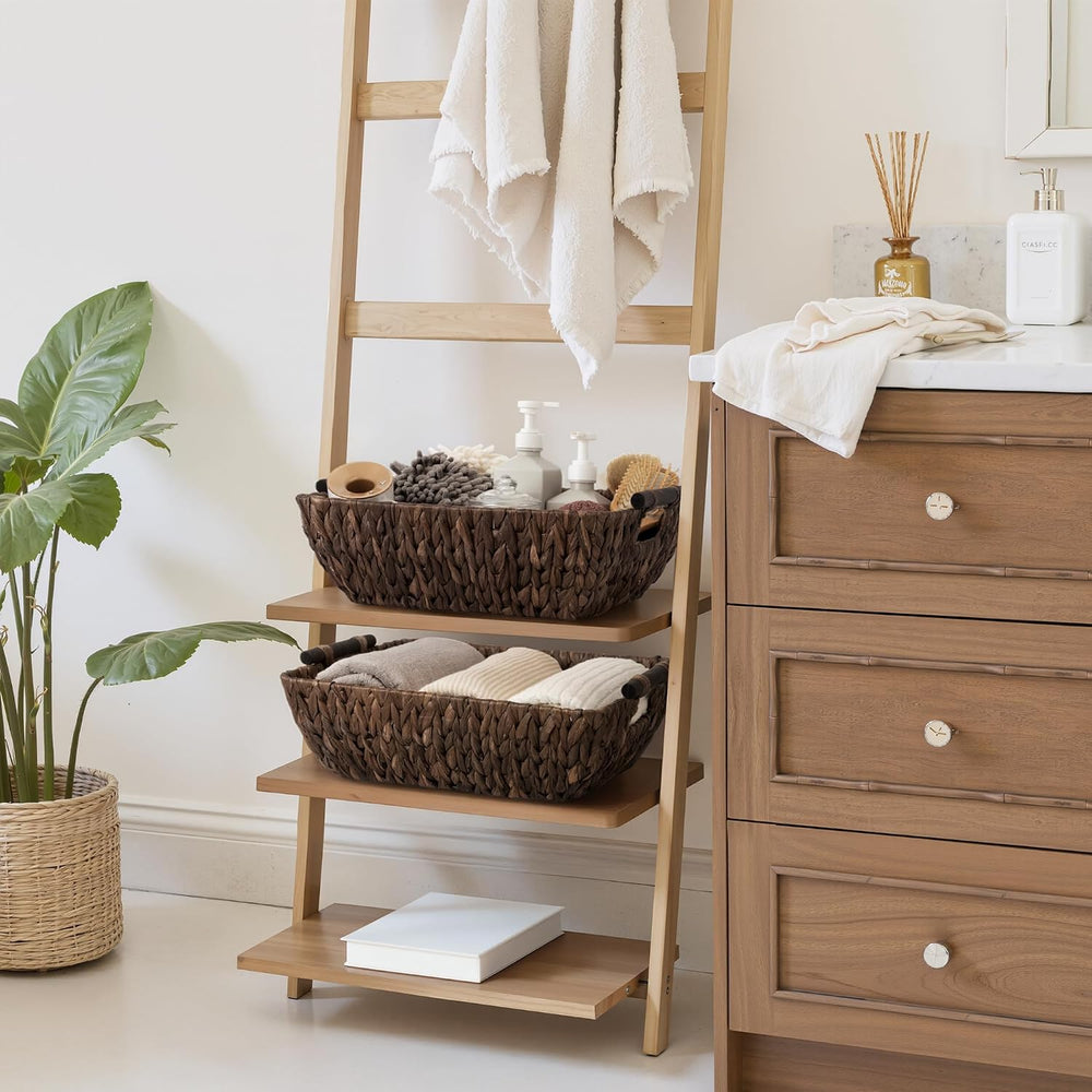 StorageWorks Wicker Storage Baskets for Shelves, 2 Pack Brown Large Basket