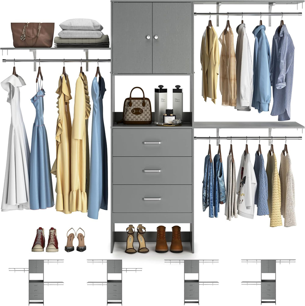 Armocity 96 Inches Closet System with Doors, 8FT Walk In Closet Organizer wit...