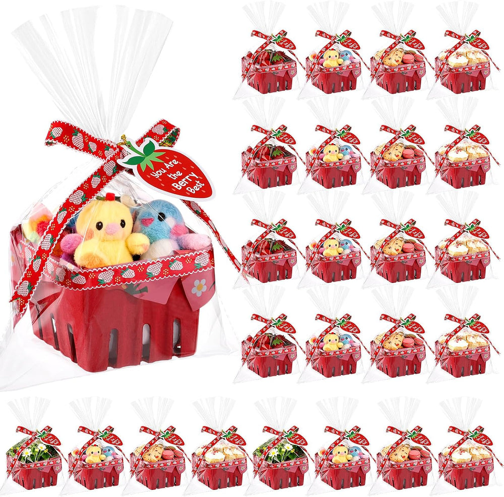 Mimorou 24 Set Strawberry Themed Gift Baskets Bulk for Treat Cookie Snack