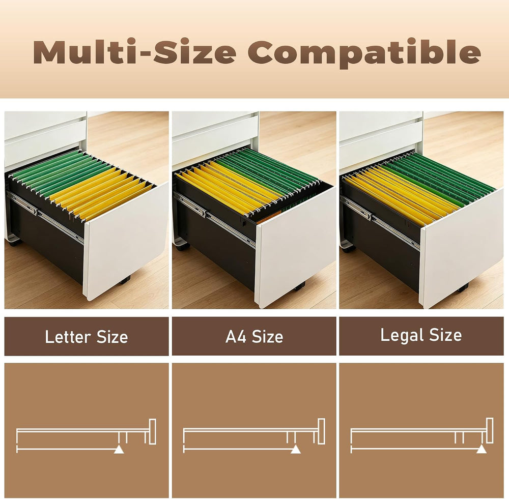 3 Drawer Mobile File Cabinets for Home Office