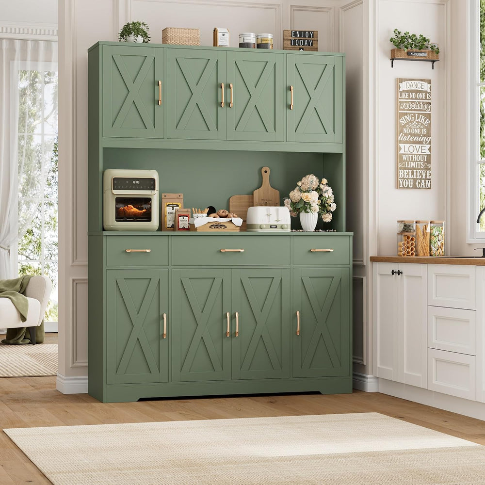HOSTACK 71" Tall Kitchen Pantry Storage Cabinet, 55" W Kitchen Hutc...