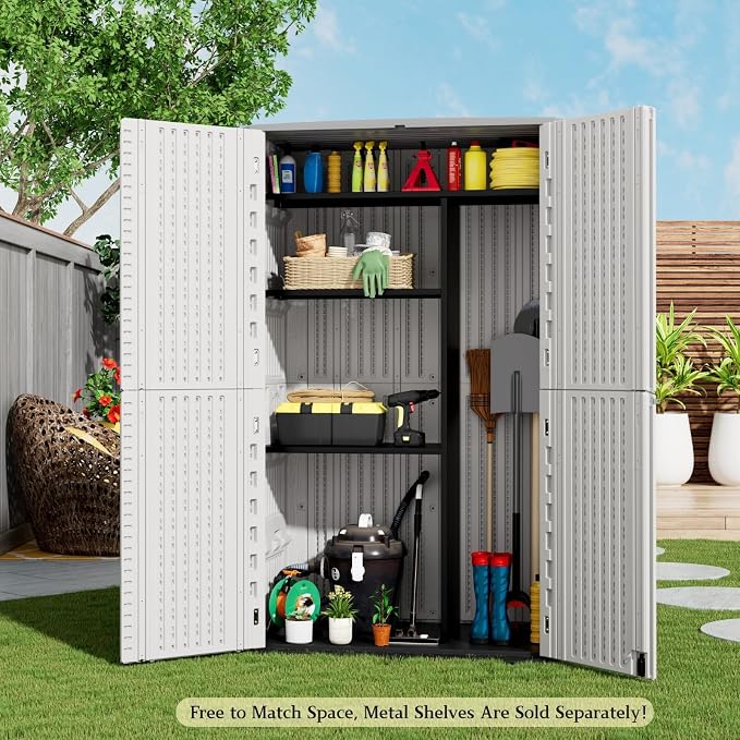 ZZM Large 67 Cu.ft Waterproof Storage Shed, Outdoor Storage Cabinet，Durable