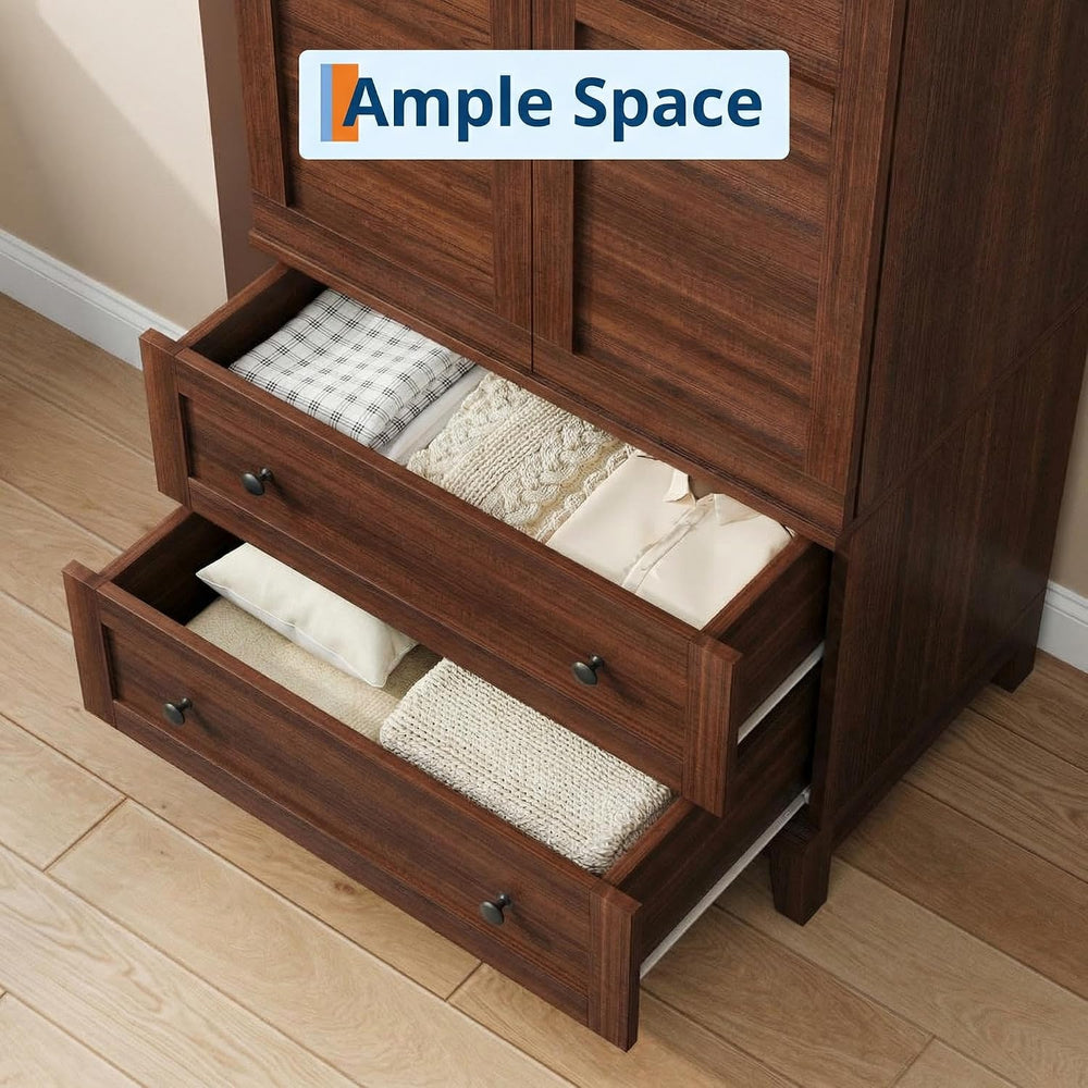 IDEALHOUSE 72" Armoire Wardrobe Closet with 2 Drawers, Heavy Duty Wooden...