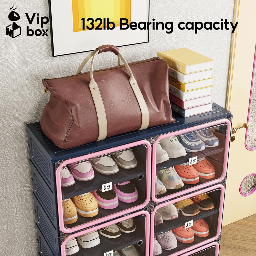 Vipbox Foldable Shoe Rack Organizer with 10-Tier Storage, Easy No-Tool Assemb...