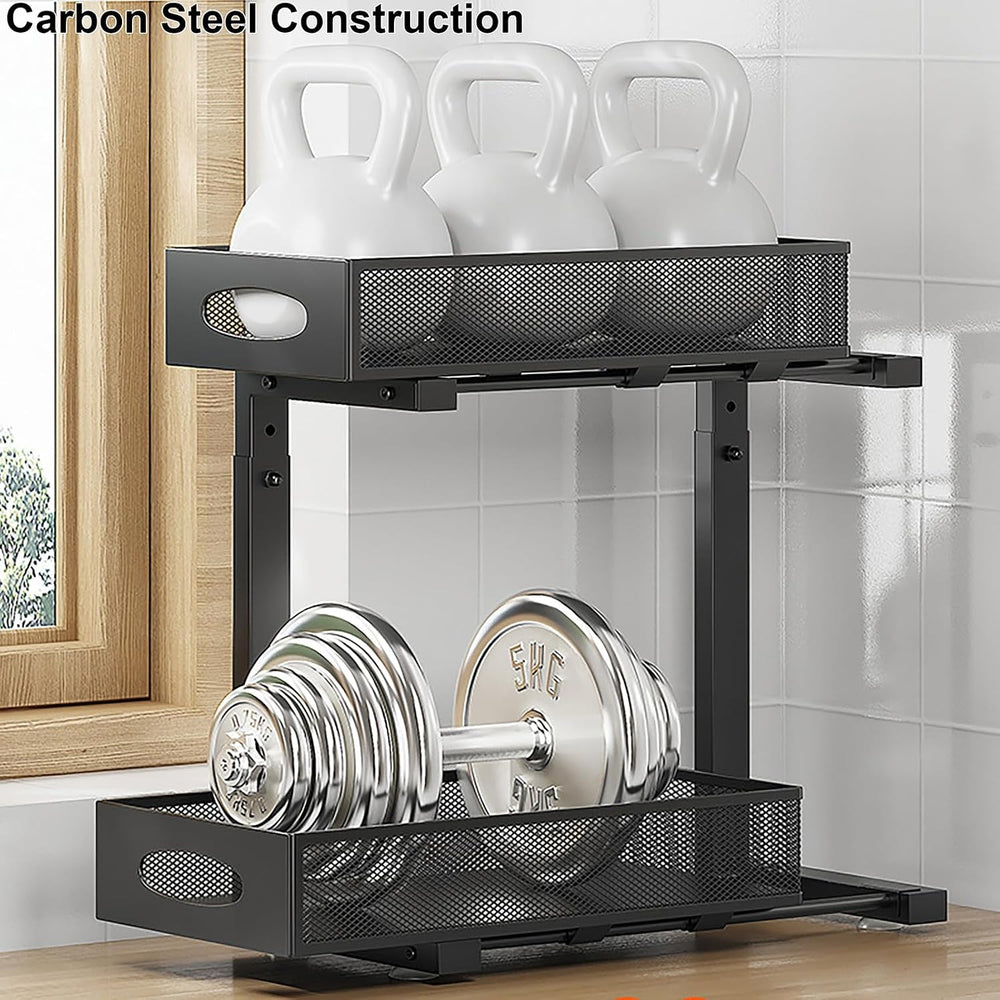 2-Pack Under Sink Organizer, 2-Tier Pull Out Cabinet Storage, Black