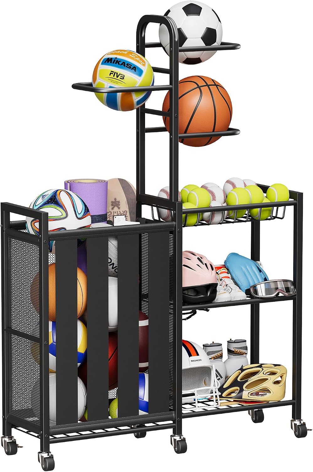 Homeiju Ball Storage Sports Equipment Garage Organizer with Ball Holder