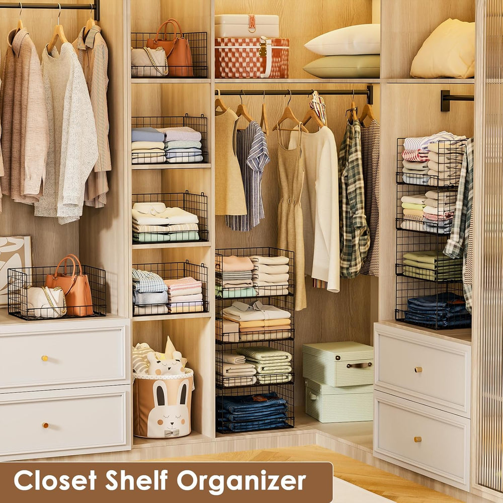 Yociyoga 3-Tier Stackable Closet Organizers and Storage Shelves, Foldable Clo...