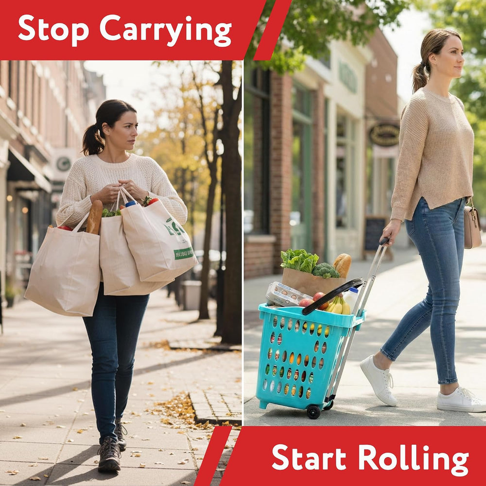 dbest products Bigger GoCart Grocery Cart Rolling Shopping Laundry Basket on ...