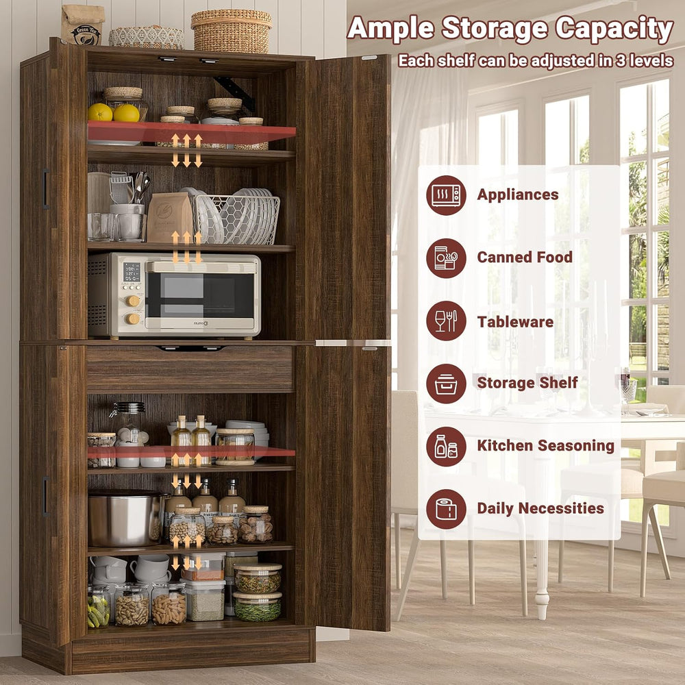 Unikito 71" Tall Farmhouse Kitchen Pantry Storage Cabinet with Barn Doors