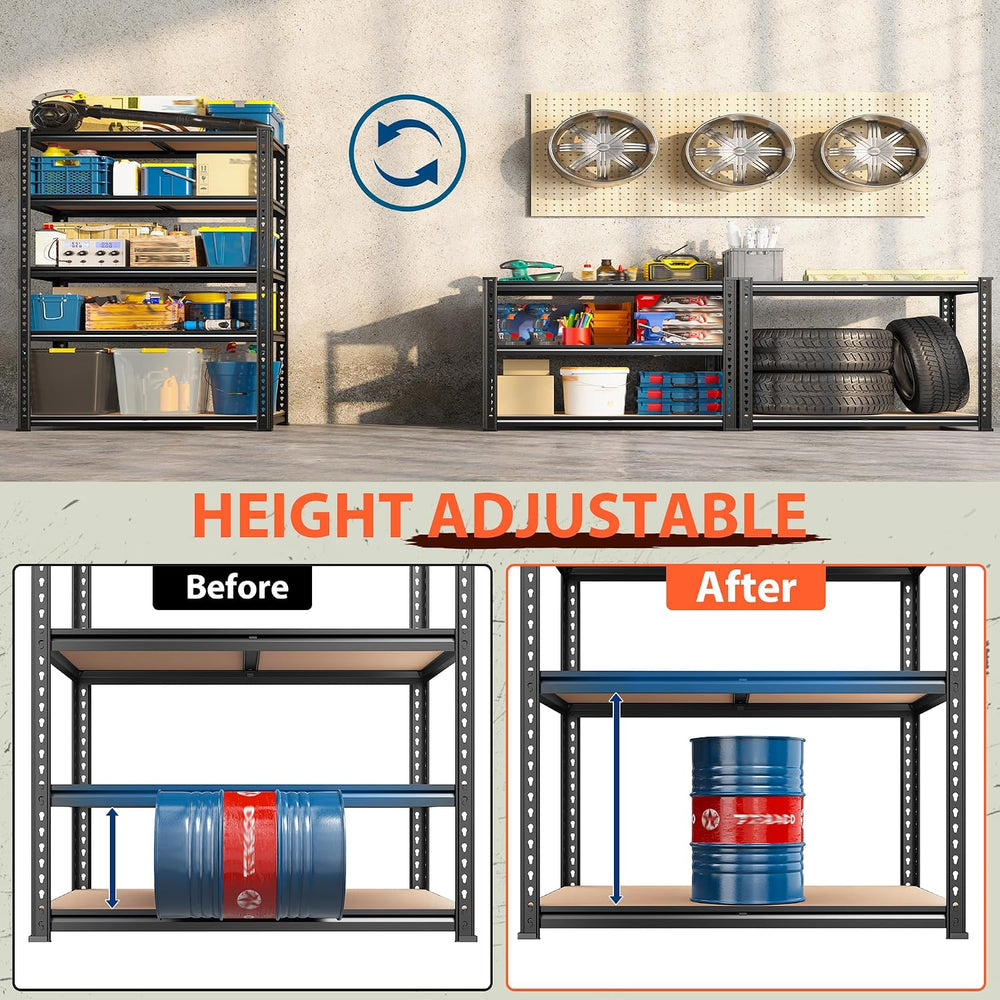 Romorgniz 5 Tier Storage Shelves 2050LBS Garage Shelving, Adjustable Shelving...