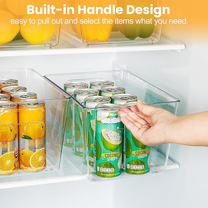 YIHONG Clear Pantry Storage Organizer Bins, 10 Pack Plastic Food Storage Bins