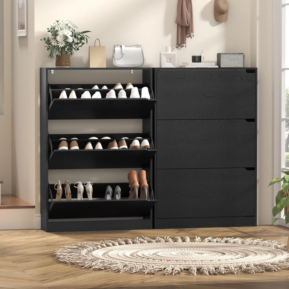 Wodeer Narrow Shoe Cabinet for Entryway, Slim Shoe Storage Cabinet with 3 Fli...