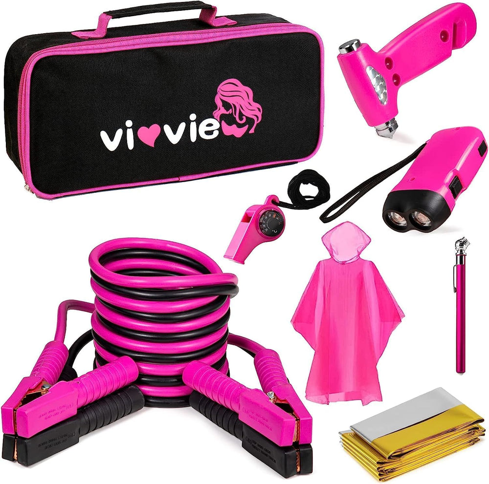 Roadside Emergency Car Kit for Vehicles, Car Safety Kit with Jumper Cables, S...