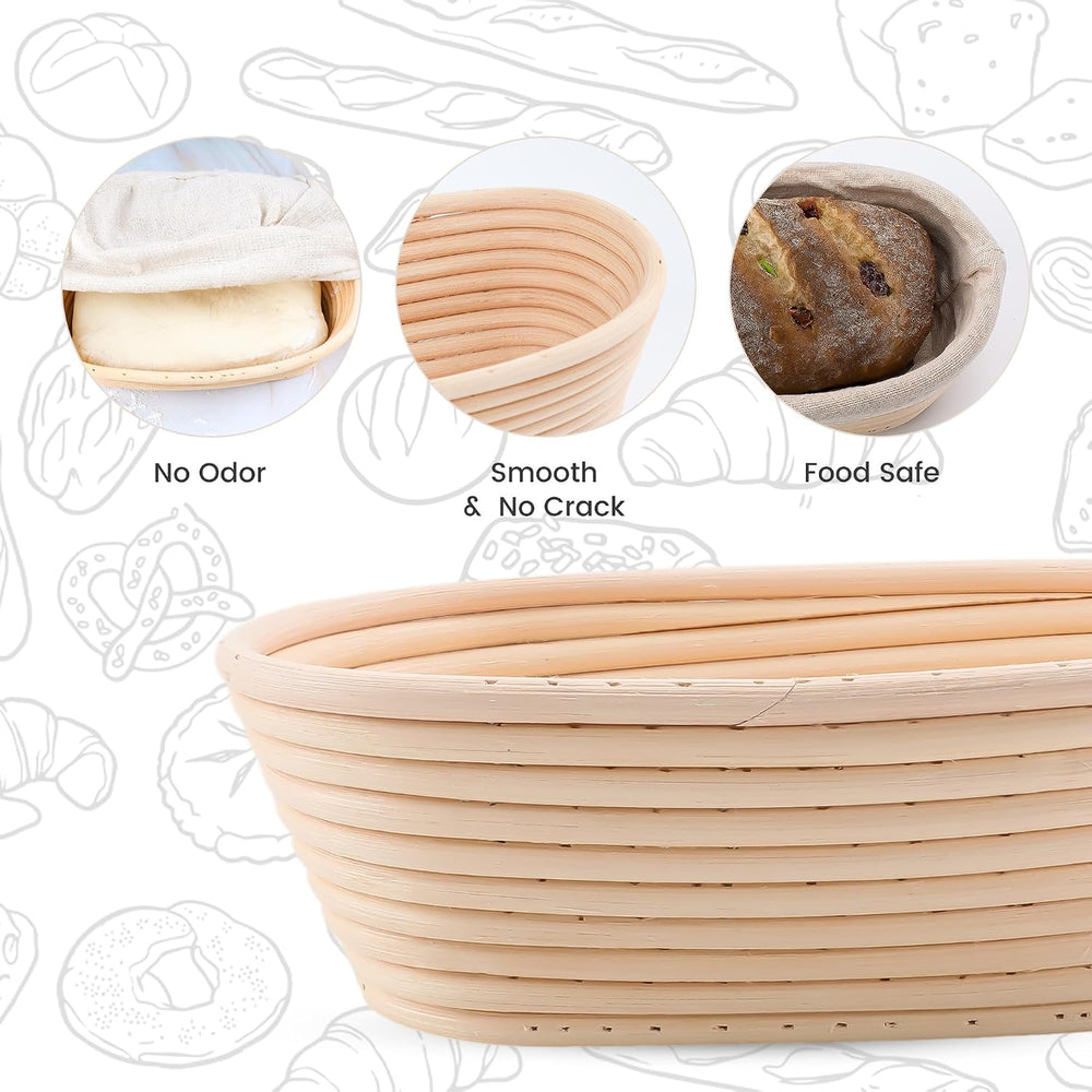 DOYOLLA Mini Oval Proofing Set (6.5inch, set of 5), Sourdough Proofing Basket...