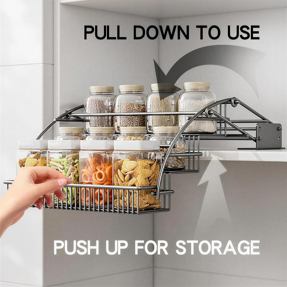 3-Tier Pull Down Spice Rack Organizer Expandable Pull-Out for Upper Cabinet