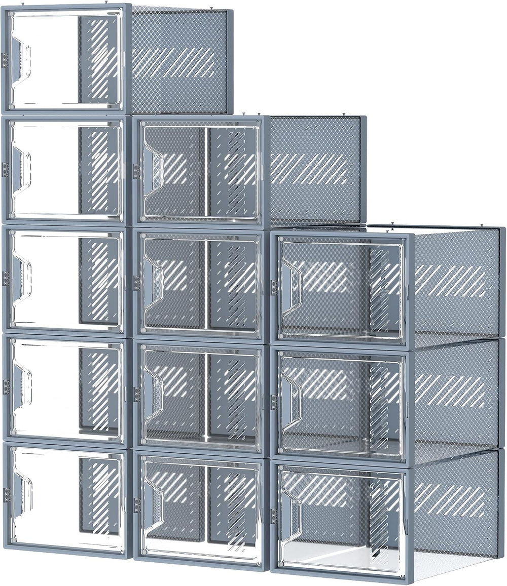 SIMPDIY XL Clear Shoe Storage Boxes, Stackable Shoe Organizer for Closet