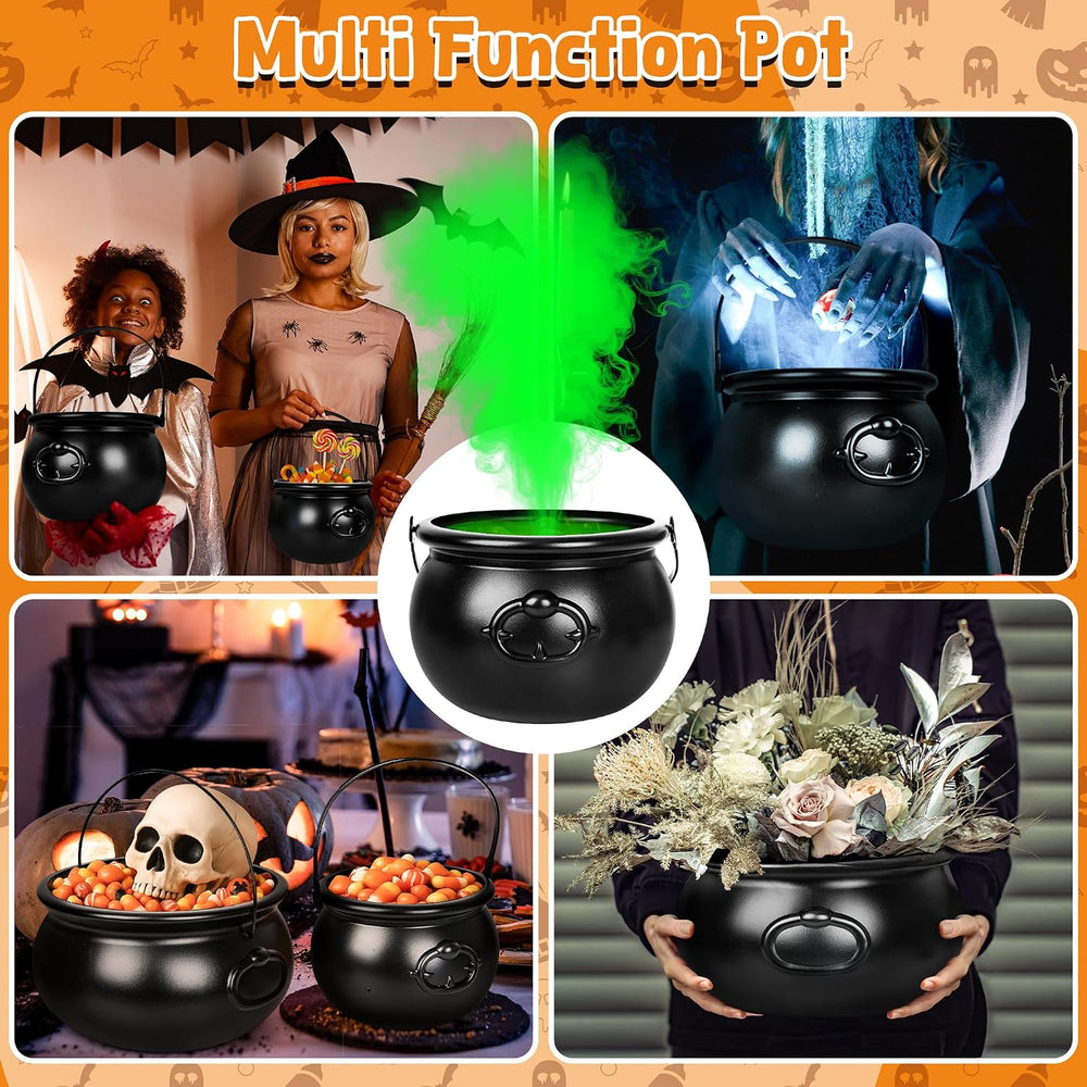 3 PCS Halloween Cauldron, Black Plastic Witch Cauldron Pots for Party Decor