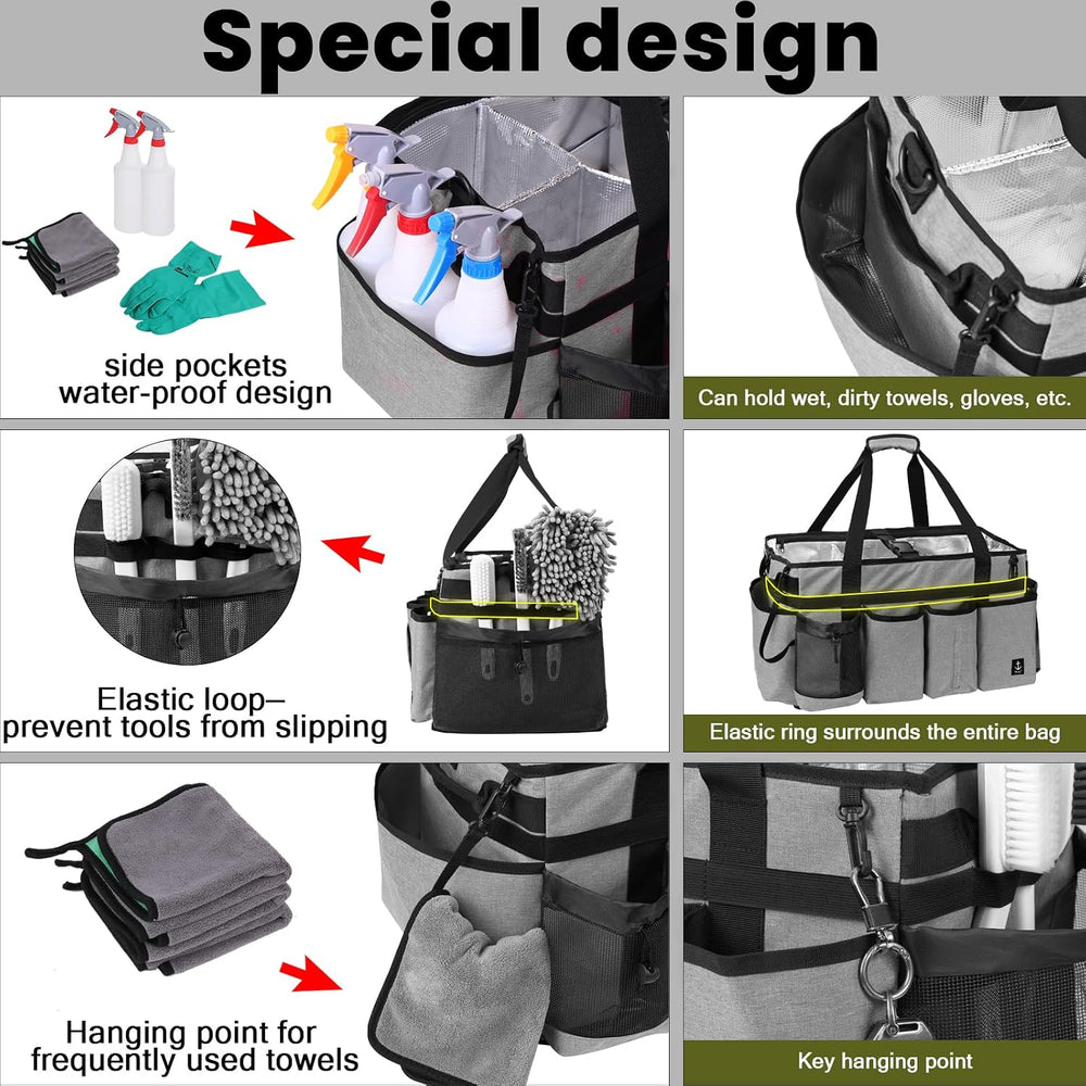 Extra large Cleaning Caddy Bag Built-in hard plastic Aluminum foil lining