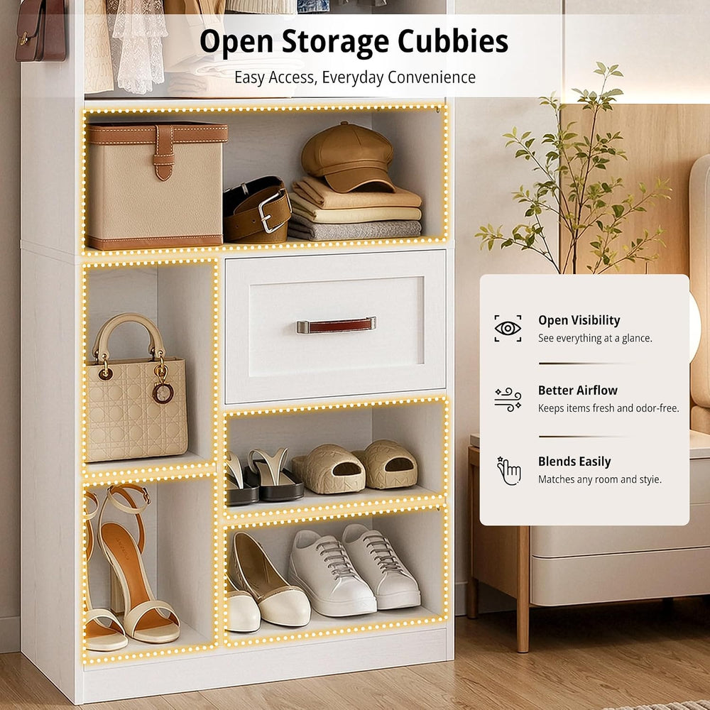 IRONCK 31.5" Closet Organizer System with 2 Adjustable Shelves, White