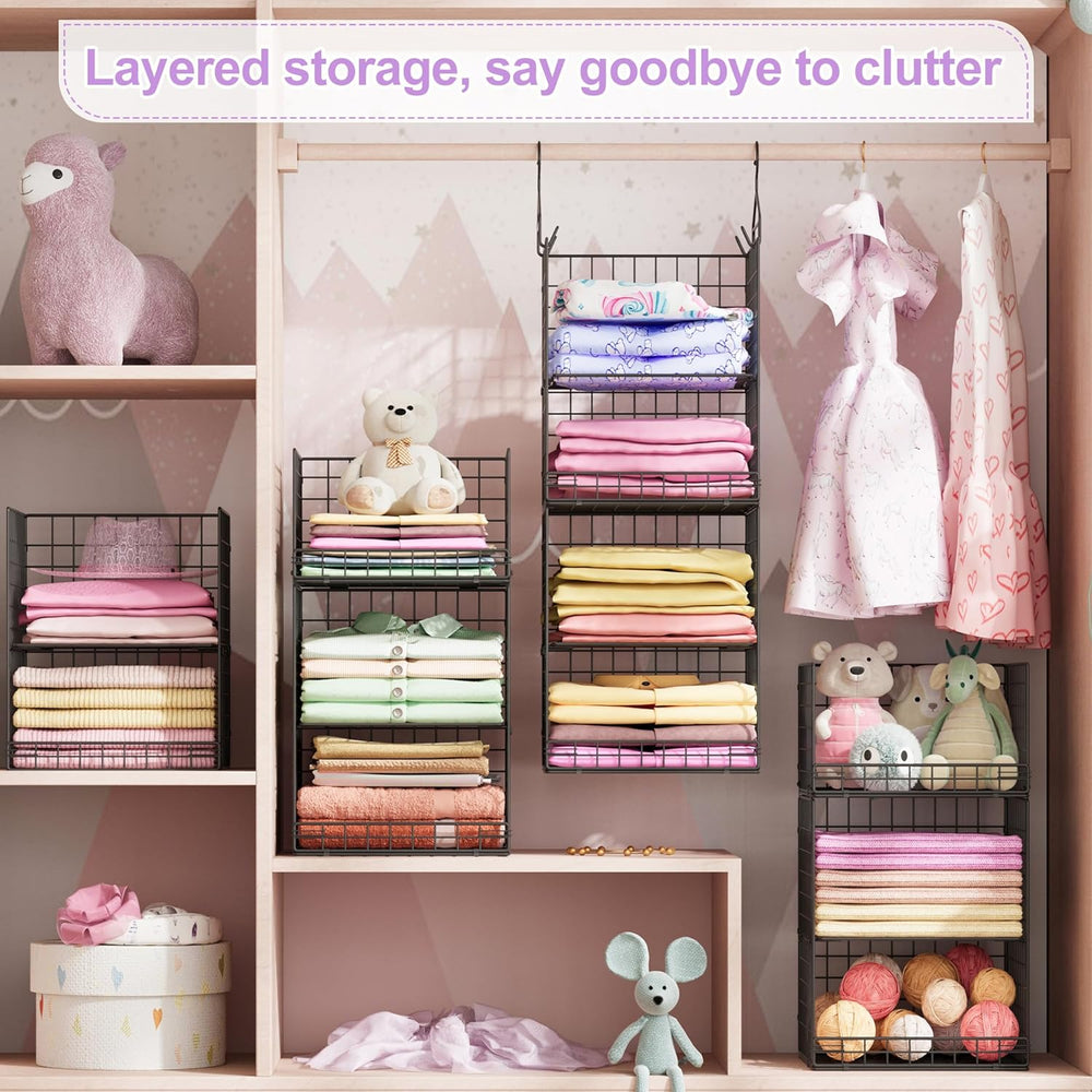 6 Tier Hanging Closet Organizers and Storage Stackable Hanging Closet Shelves...