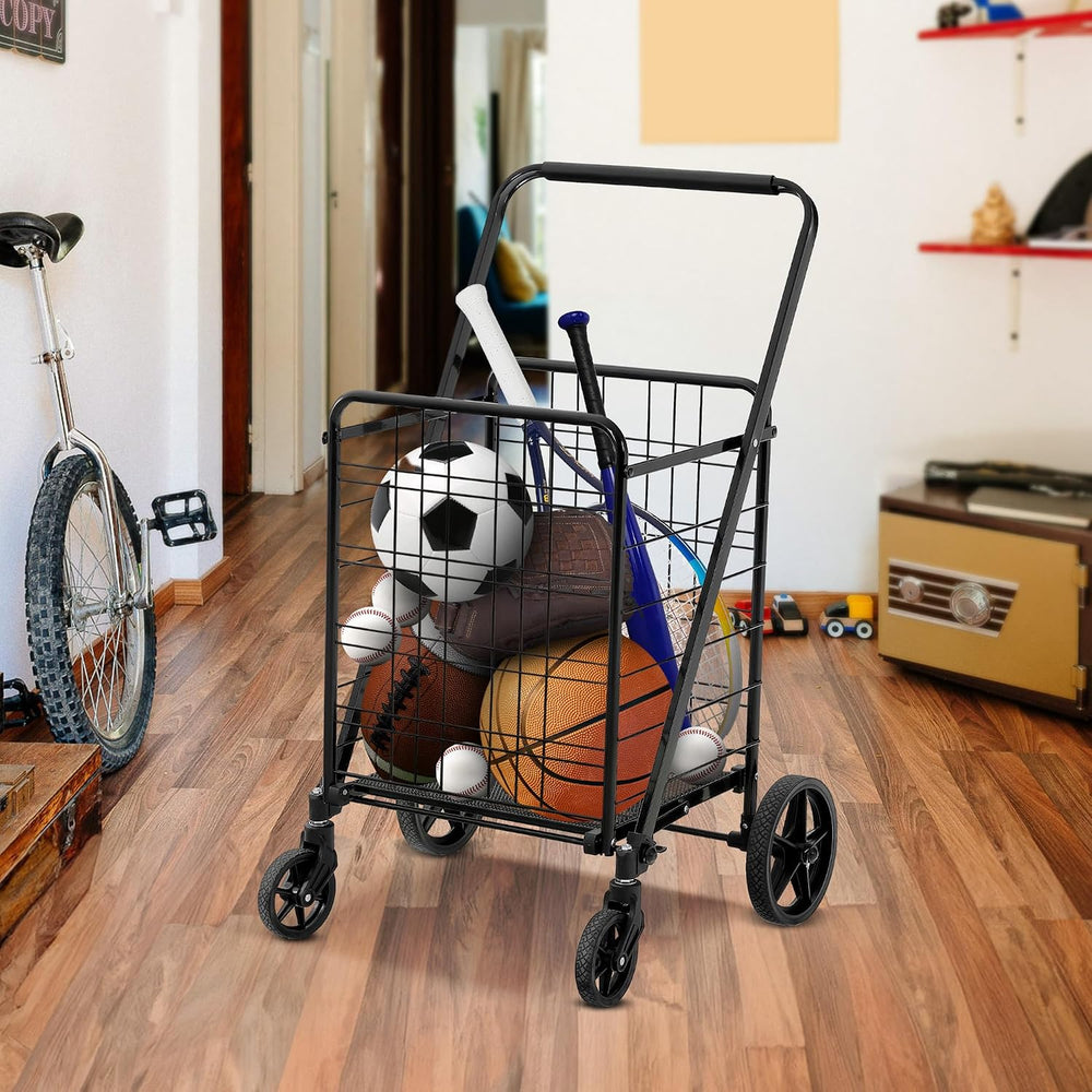 DWVO Utility Foldable Shopping Cart with Wheels, Large Portable Collapsible