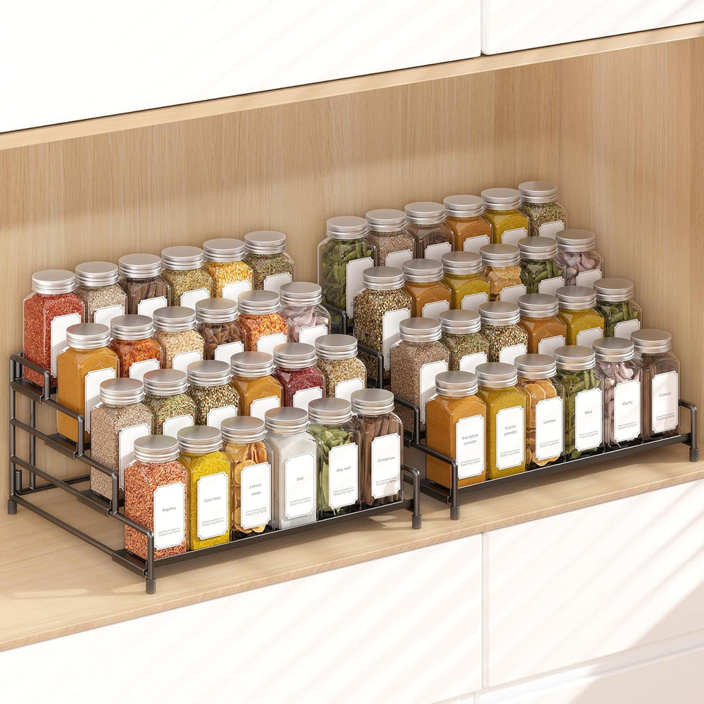 RUILALIFE 4-Tier-Spice-Rack-Organizer-for-Cabinet, Adjustable Depth Spice Hol...