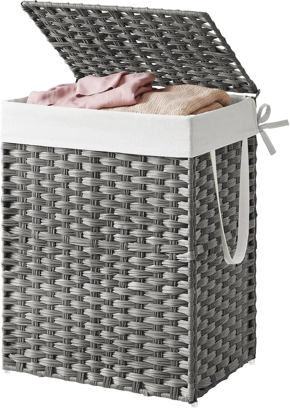SONGMICS HOME Laundry Hamper with Lid, Clothes Basket with Removable Liner an...