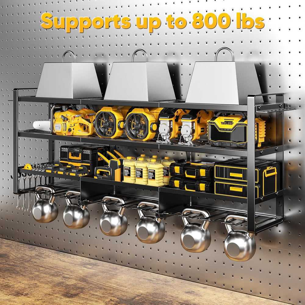 Power Tool Organizer Wall Mount with Charging Station, 4 Tier Tool Battery St...