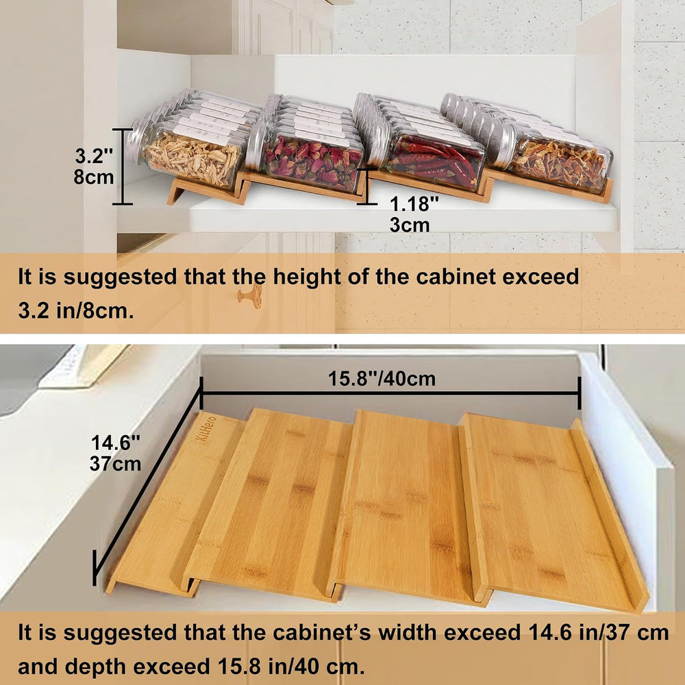 Spice Drawer Organizer with 35 Spice Jars,216 Labels,25 Non-slip Rubber, Bamb...