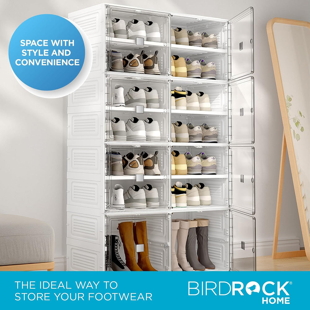 BIRDROCK HOME Shoe Rack for Closet Floor | 7 Tiers Freestanding Storage Cabin...
