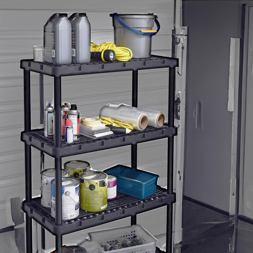 Gracious Living 3 Pack Heavy-Duty Storage Shelves, Knect-A-Shelf 4-Shelf Vent...