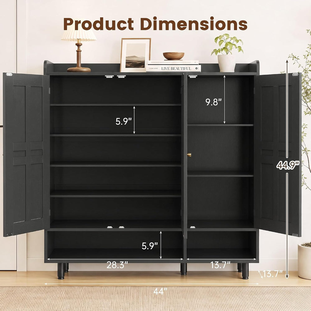 Miereirl 6-Tier 3 Doors Shoe Storage Cabinet, 45" Tall Entryway Shoe Sto...