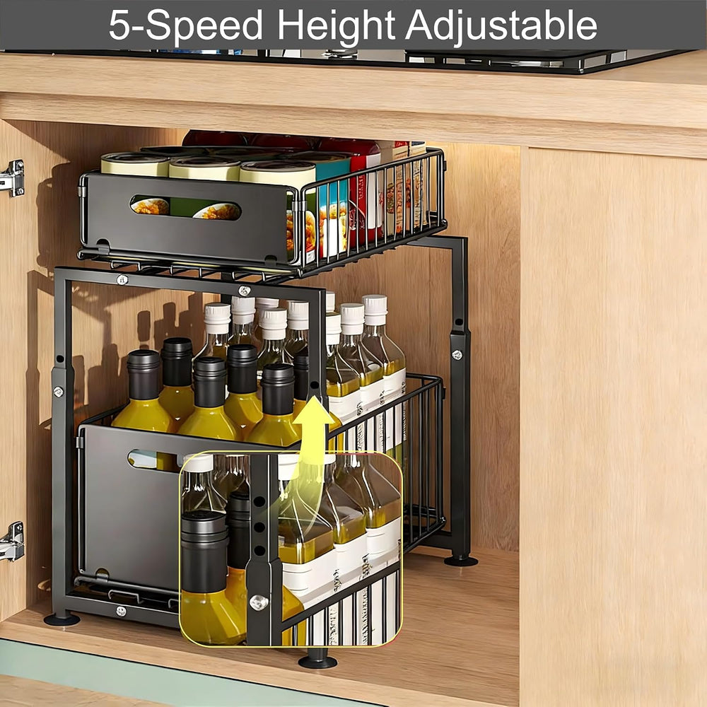 Under Sink Organizer, 2-Tier Multi-Use Kitchen and Bathroom Organizers and St...