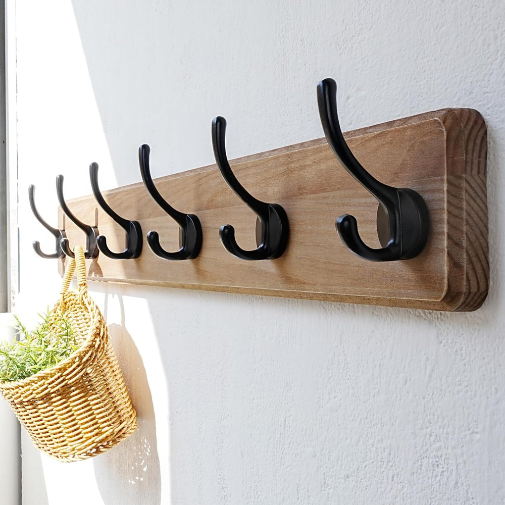 Dseap Coat Rack Wall Mount: 24" Long, Patented, Heavy-Duty, 6-Double-Hoo...