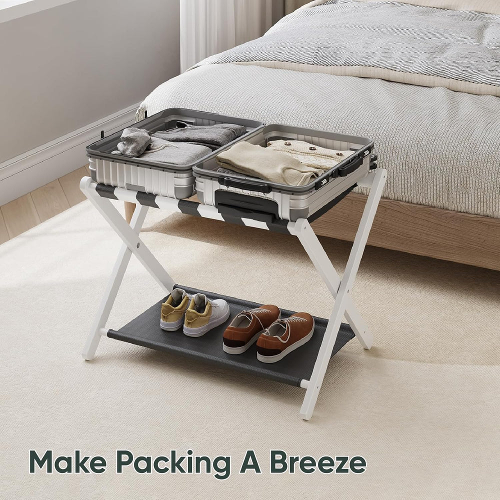 Smart FENDEE 2 Pack Luggage Rack, Folding Luggage Rack for Guest Room, White ...