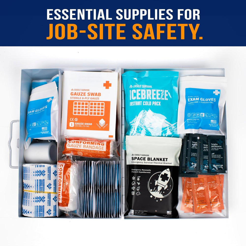 EVERLIT 185 Pcs Metal First Aid Kit for Contractors, Construction Site, OSHA ...