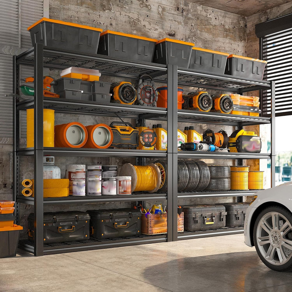 REIBII 48" W Garage Shelving Load 2500LBS, 5 Tier Storage Shelves, Adjus...