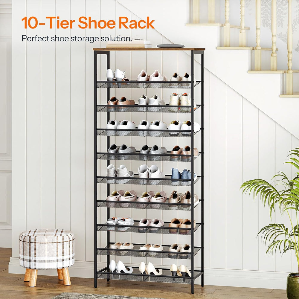 HOOBRO Shoe Rack for Entryway, 10-Tier Shoe Shelf, Large Capacity Shoe Storag...