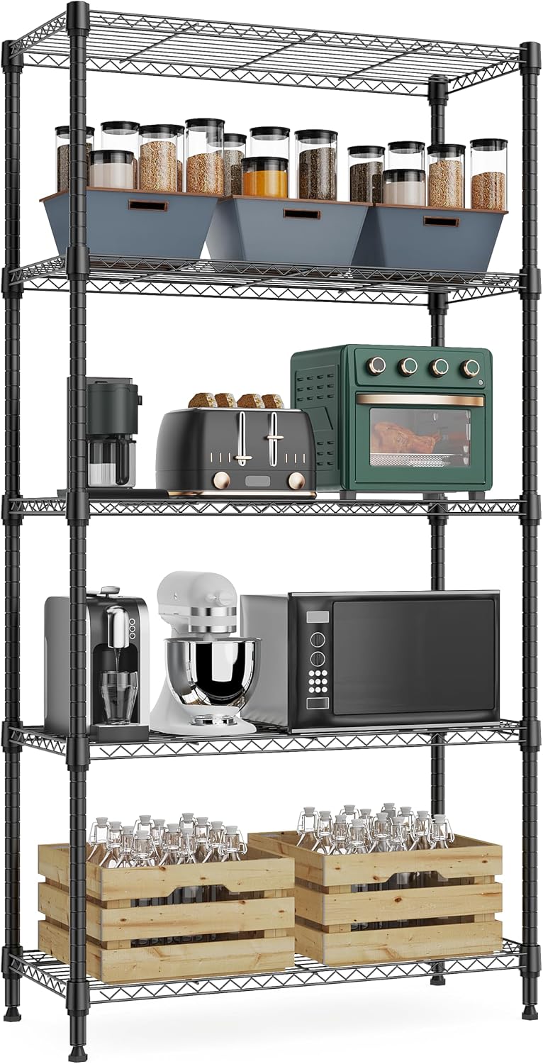 M MZG 1250 lbs 5 Tier Shelf Metal Storage Shelves Wire Rack Closet Organizers...