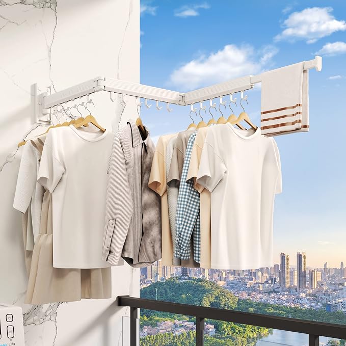 Wall Mounted Clothes Drying Rack, Collapsible Laundry Drying Rack, Retractable