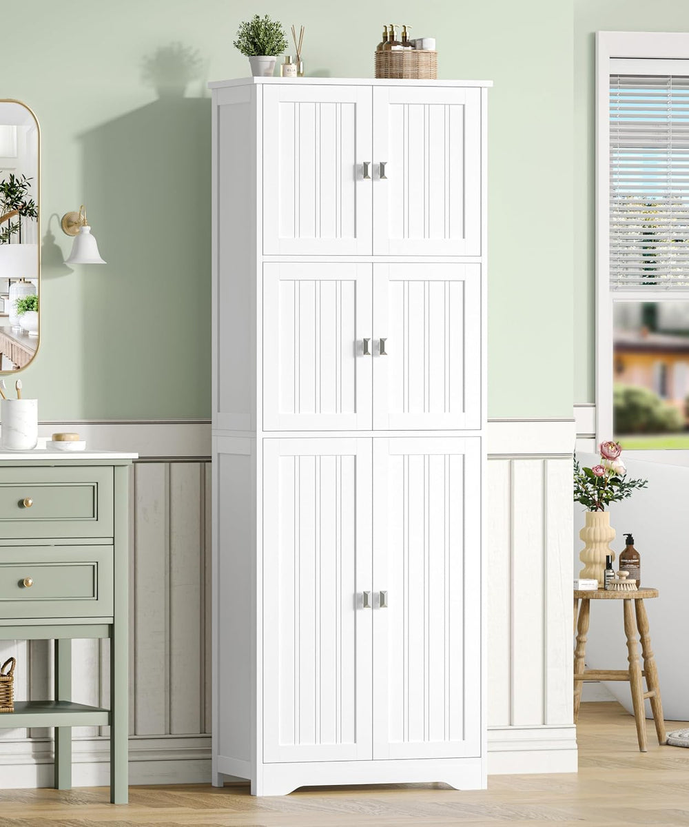 Tall Bathroom Storage Cabinet, 63" H Linen Floor Cabinet