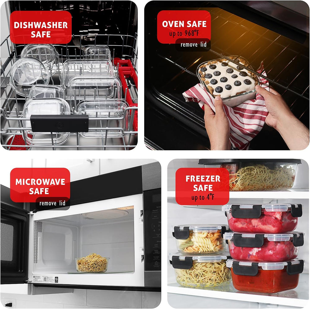 Nestl 48pc Glass Storage Containers with Lids, 24 Glass Food Storage Containe...