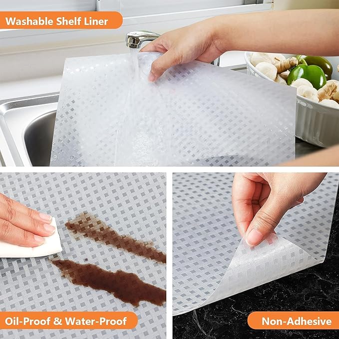 Shelf Liners for Kitchen Cabinets Refrigerator Liners Waterproof & Oil-Proof
