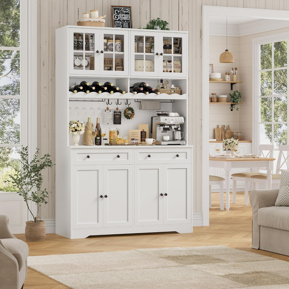 HOSTACK 75"H Kitchen Pantry Storage Cabinet, Kitchen Hutch Cabinet, White