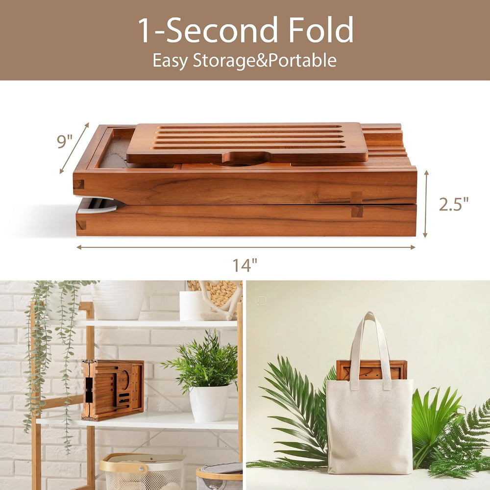 Teak Bathtub Tray, Adjustable Wood Bath Organizer Caddy