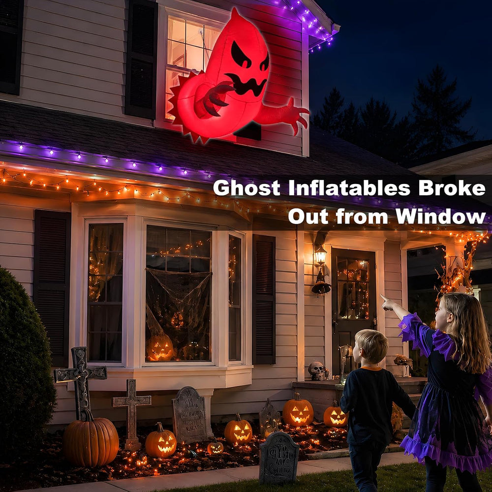 Halloween Ghost Inflatables Broke Out from Window Decorations Outdoor Yard