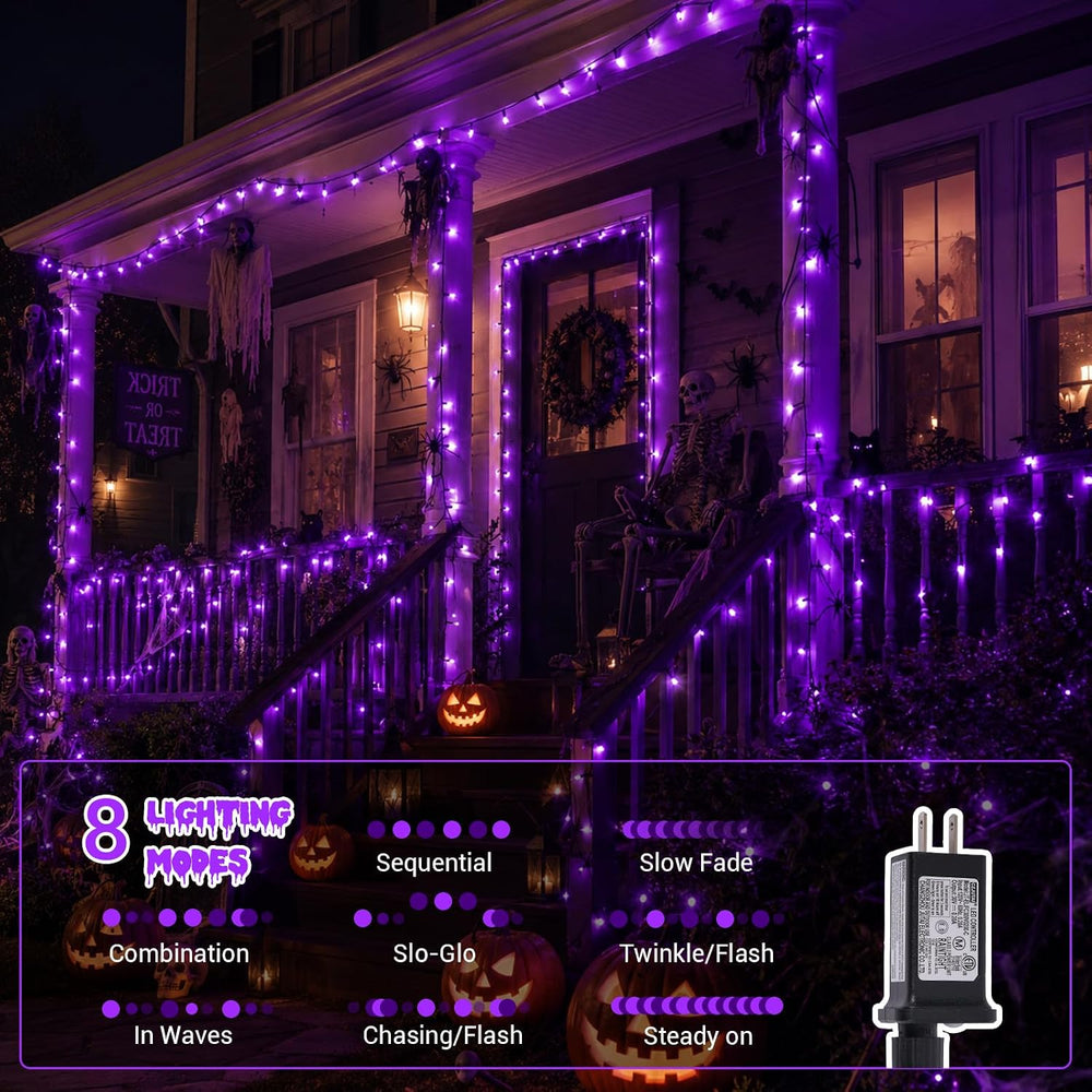 QITONG 165ft 500 LED Purple Halloween Lights Outdoor Waterproof, String Light...