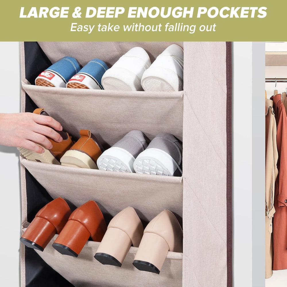 6 Pack Shoe Organizer with 6 Extra Large Pockets and 4 Large Pocket, Over the...