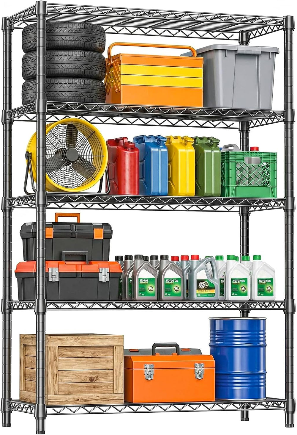IZEUK 5-Tier Heavy Duty Metal Storage Shelving Unit, Adjustable Steel Wire Ra...
