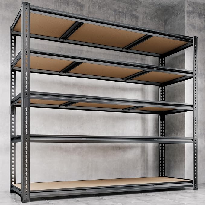 48"W Garage Shelving, 3050LBS Storage Shelves heavy duty, 5 Tier Metal S...